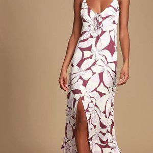 O’Neill Ryder Purple Tropical Print Maxi Dress - Small
